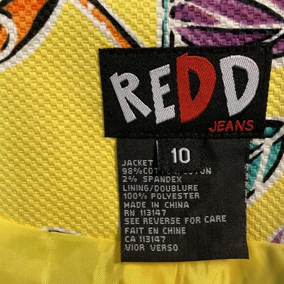REDD Jeans size 10 Denim JACKET Button-up Pockets Long Sleeves Lined YELLOW - Picture 16 of 16